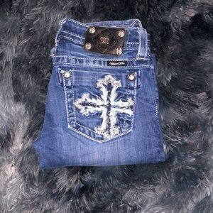 Miss Me Cross Pocket Jeans: size 25, dark blue